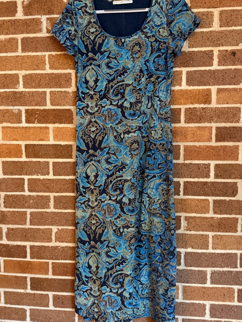 Peruvian Connection Blue and Brown Paisley Knit Top - Picture 7 of 8